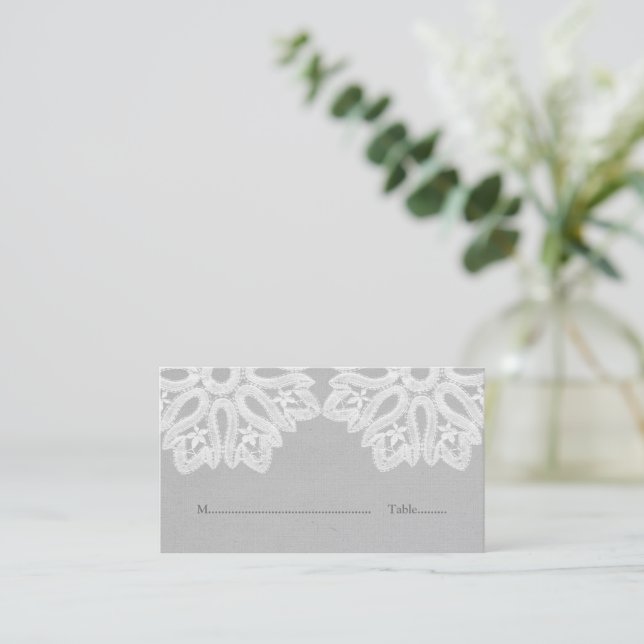 Gray Elegant Lace Place Cards (Standing Front)