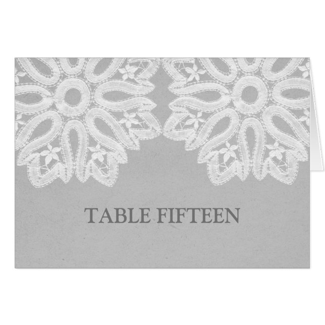Gray Elegant Lace Table Number Card (Front Horizontal)