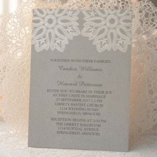 Gray Elegant Lace Wedding Invite