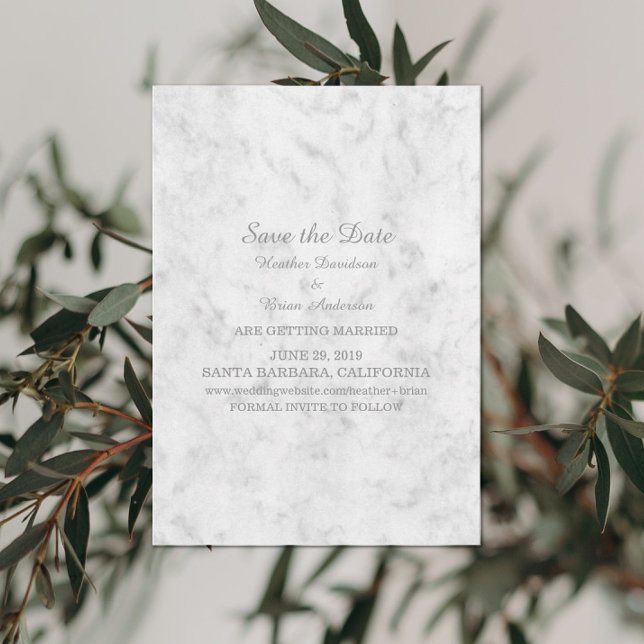 Gray Elegant Marble Save the Date Invite (Creator Uploaded)