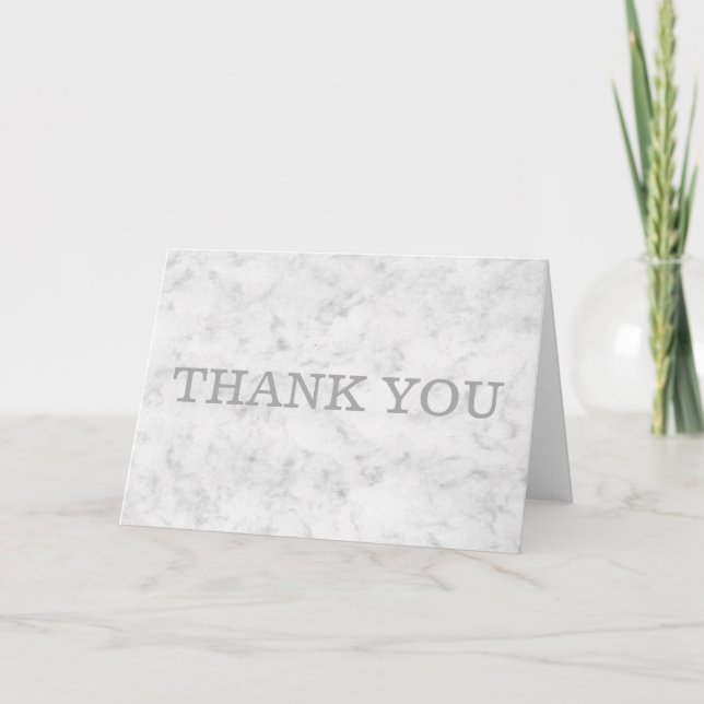 Gray Elegant Marble Thank You Card (Front)