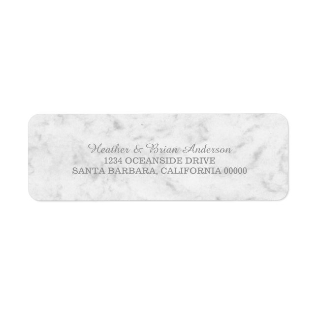 Gray Elegant Marble Wedding Label (Front)