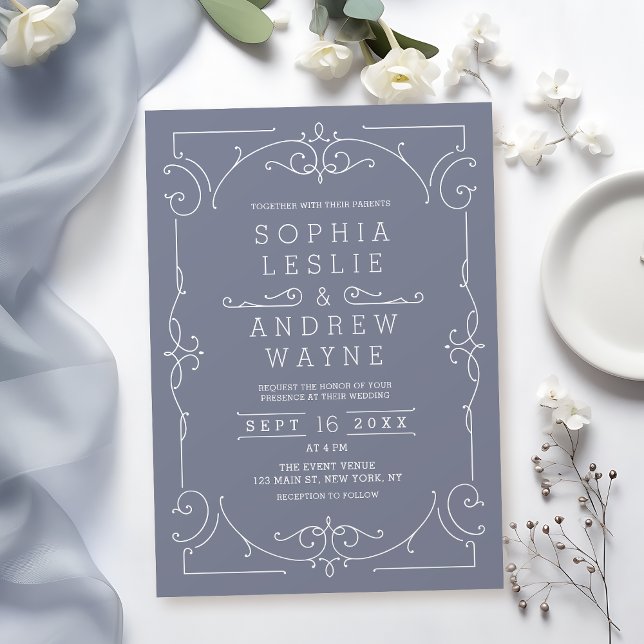 Gray elegant modern classic vintage wedding invita invitation (Gray elegant modern classic vintage wedding invita invitation)