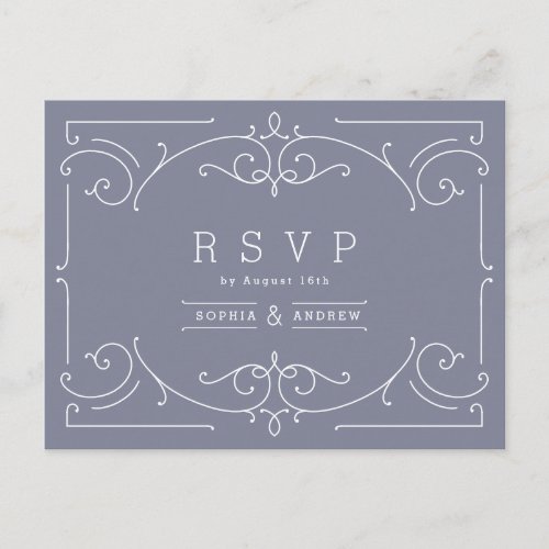 Gray elegant modern classic vintage wedding RSVP Invitation Postcard