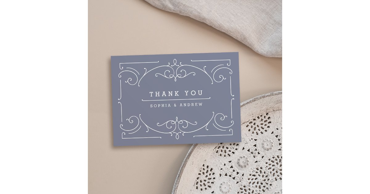 Gray elegant modern classic vintage wedding thank you card | Zazzle