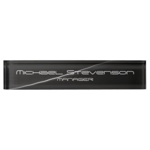 Gray Elegant Modern Desk Nameplate