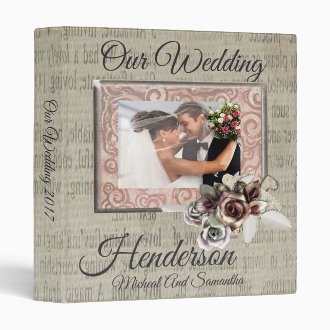 Gray Elegant Modern Wedding Photo Binder Album (Front/Spine)