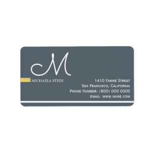 gray elegant monogrammed label