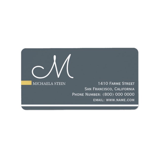 gray elegant monogrammed label (Front)