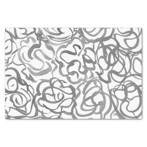 Gray Elegant Neutral  Swirls Abstract Watercolor   Tissue Paper