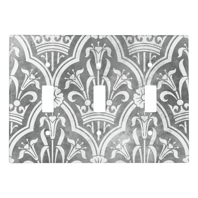 Gray Elegant Pattern Vintage Light Switch Cover (Front)