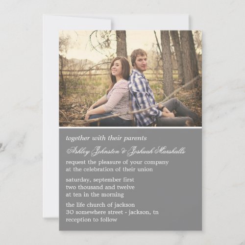Gray Elegant Photo Wedding Invitations