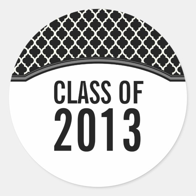 Gray Elegant Quatrefoil Graduation Stickers (Front)