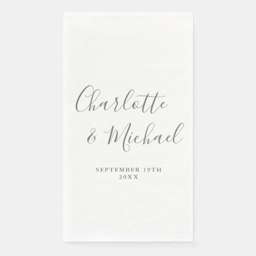 Gray Elegant Signature Script Wedding Paper Guest Towels