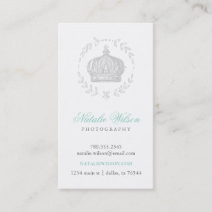 Gray Elegant Vintage Crown Vertical Business Card