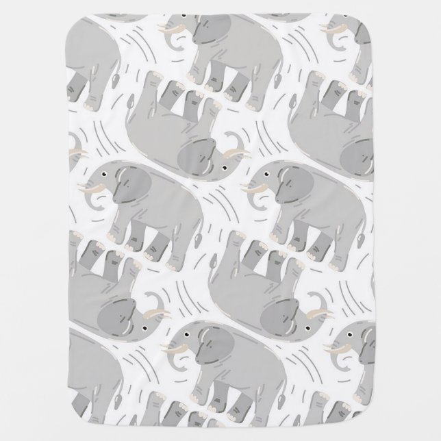 “Gray Elephant ” Baby Blanket (Front)
