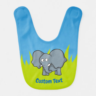 Gray elephant cartoon baby bib