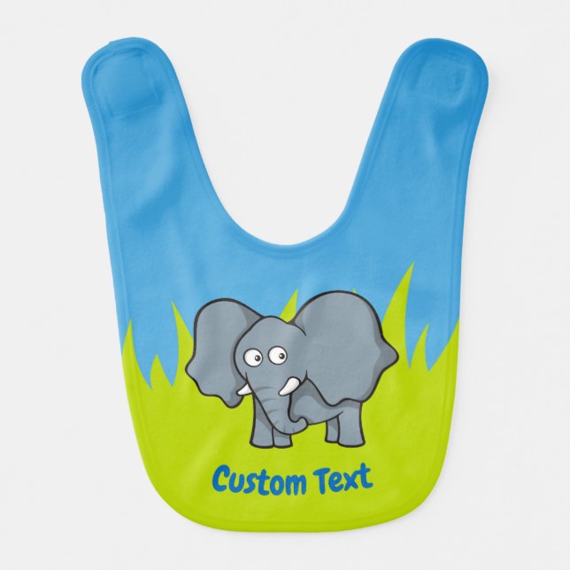 Gray elephant cartoon baby bib (Front)