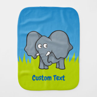 Gray elephant cartoon baby burp cloth
