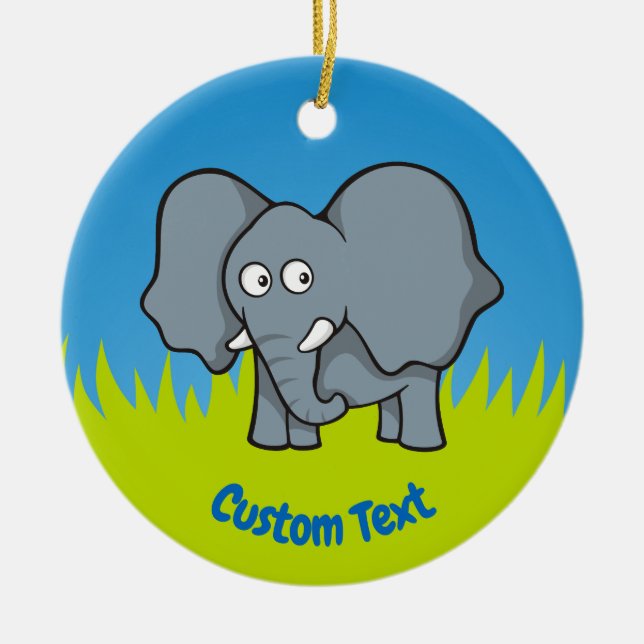 Gray elephant cartoon ceramic ornament (Front)