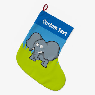 Gray elephant cartoon christmas stocking