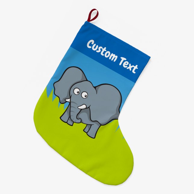 Gray elephant cartoon christmas stocking (Front (Hanging))