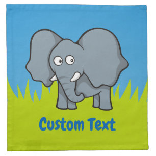 Gray elephant cartoon cloth napkin