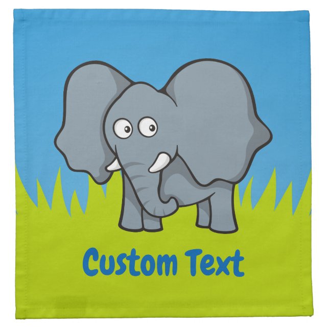 Gray elephant cartoon cloth napkin (Front)