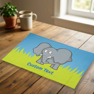 Gray elephant cartoon cloth placemat