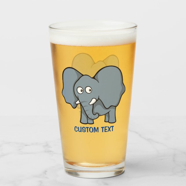 Gray Elephant Cartoon Glass (Front Filled)