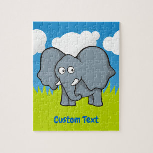 Gray elephant cartoon jigsaw puzzle
