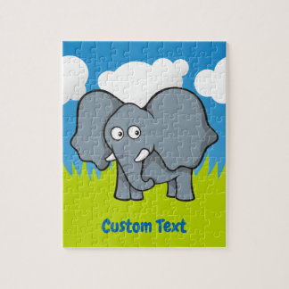 Gray elephant cartoon jigsaw puzzle
