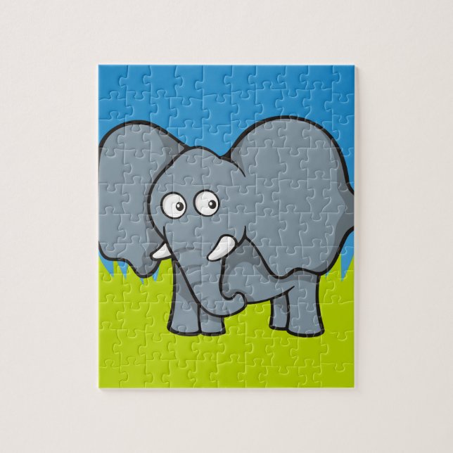 Gray elephant cartoon jigsaw puzzle (Vertical)