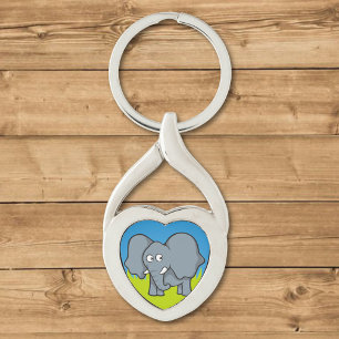 Gray elephant cartoon keychain