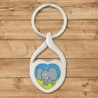 Gray elephant cartoon keychain