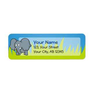 Gray elephant cartoon label