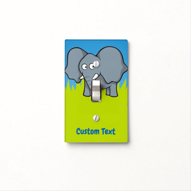 Gray elephant cartoon light switch cover (In Situ)