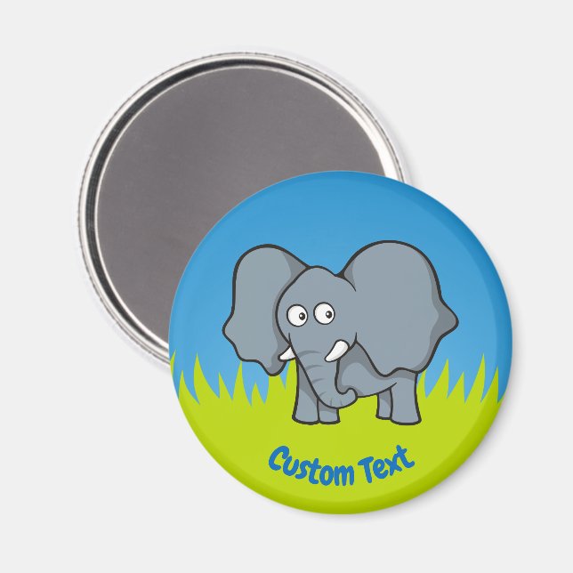 Gray elephant cartoon magnet (Front/Back)
