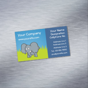 Gray elephant cartoon magnetic business card