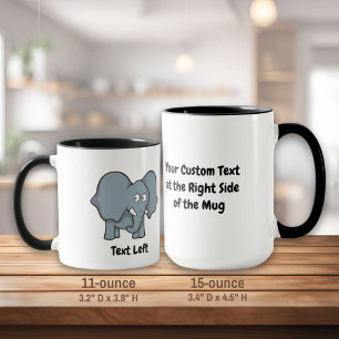 Gray elephant cartoon mug