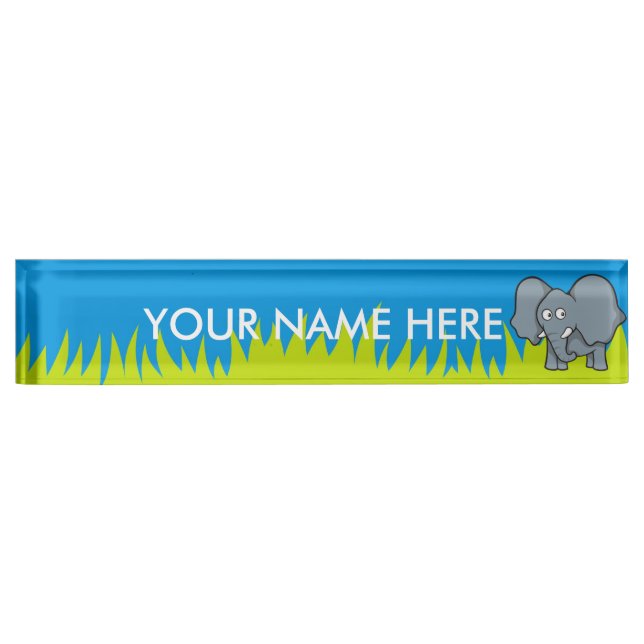Gray elephant cartoon nameplate (Front)