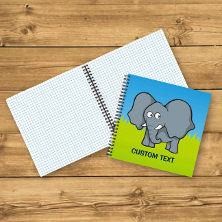 Gray Elephant Cartoon Notebook