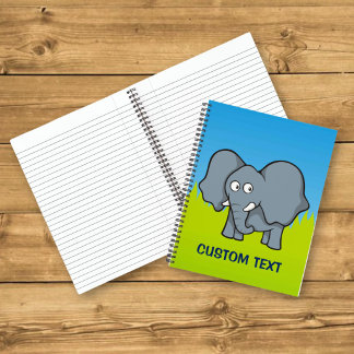 Gray Elephant Cartoon Notebook