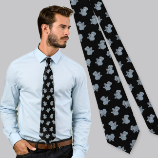 Gray Elephant Cartoon Pattern Tie