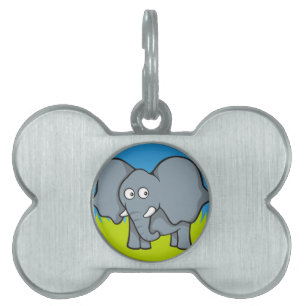 Gray elephant cartoon pet name tag