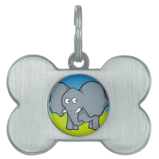 Gray elephant cartoon pet name tag (Front)