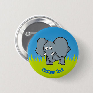 Gray elephant cartoon pinback button