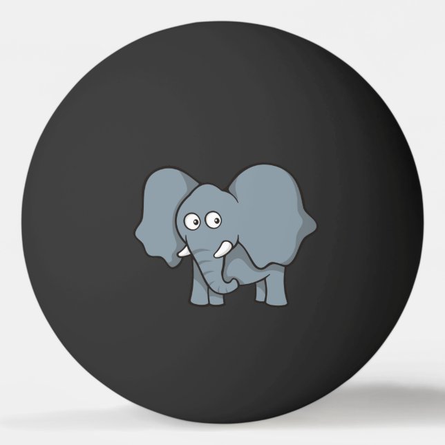 Gray Elephant Cartoon Ping Pong Ball (Front)