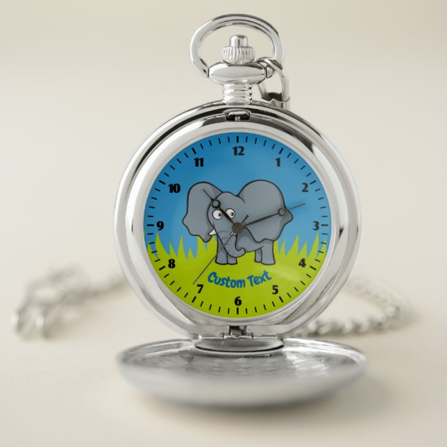 Gray Elephant Cartoon Pocket Watch (Inside)