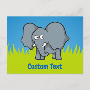 Gray elephant cartoon postcard